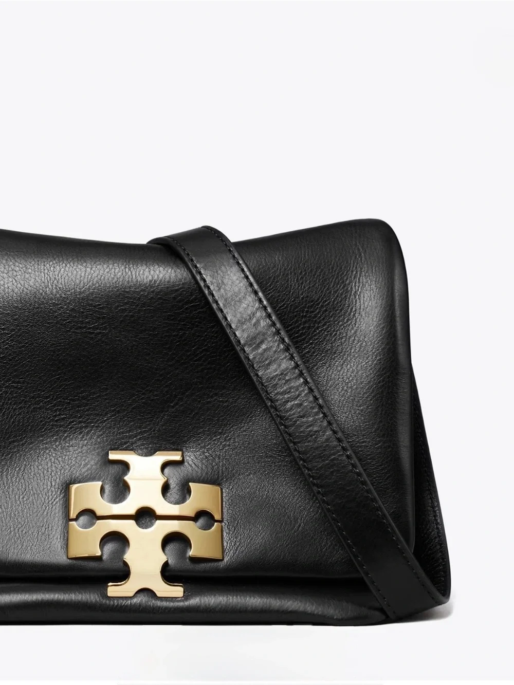 Tory Burch Charlie Runway Eleanor Black Leather Shoulder Crossbody Bag